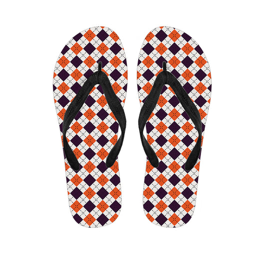 Halloween Checked Pattern Print Flip Flops