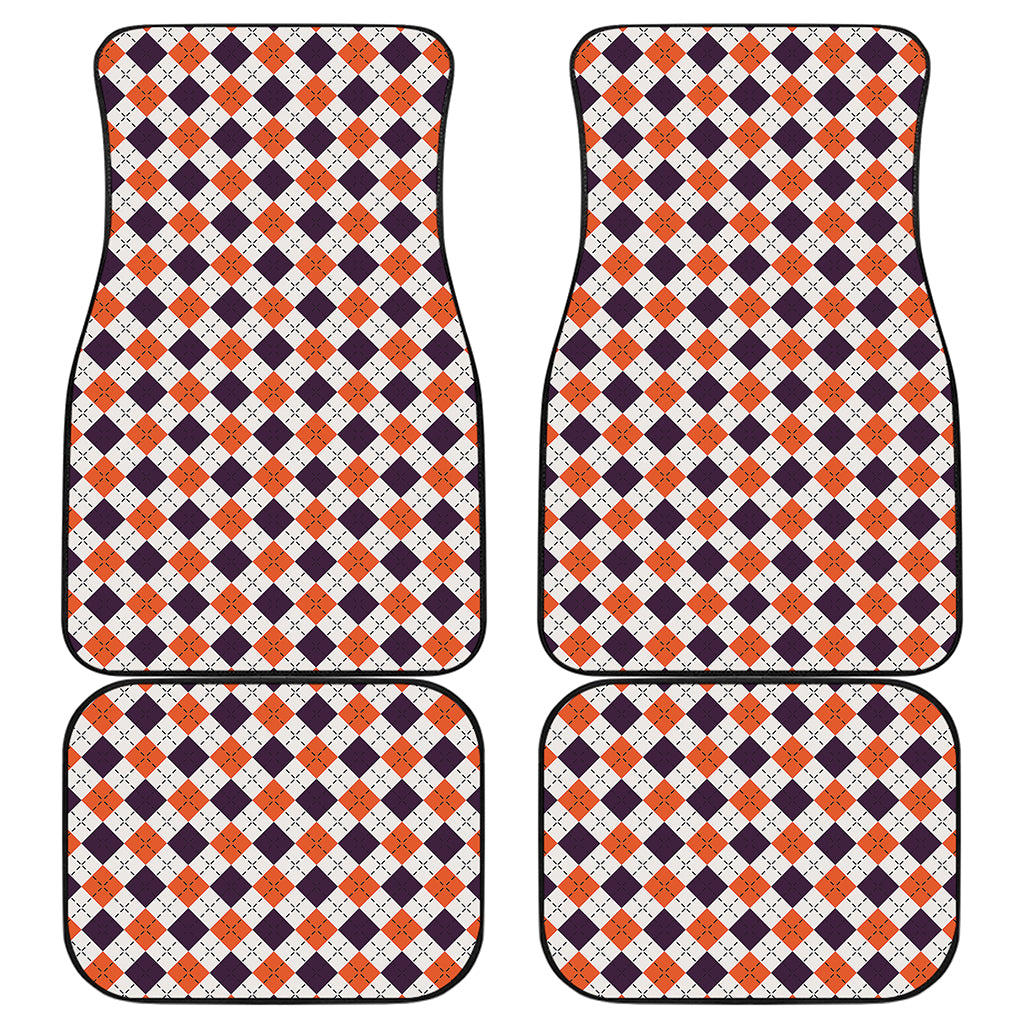 Halloween Checked Pattern Print Front and Back Car Floor Mats