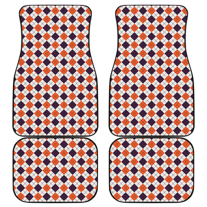 Halloween Checked Pattern Print Front and Back Car Floor Mats