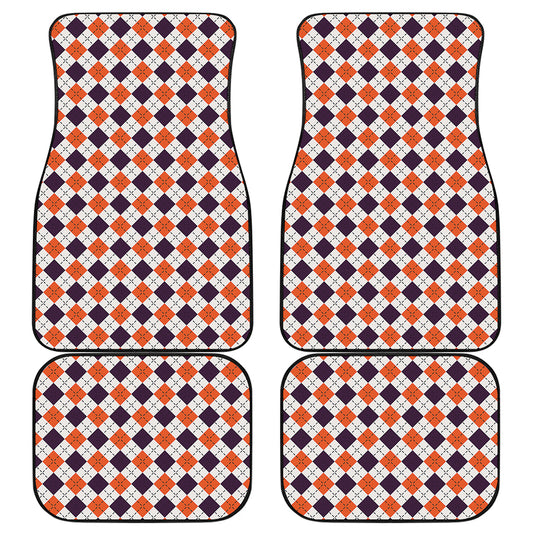 Halloween Checked Pattern Print Front and Back Car Floor Mats
