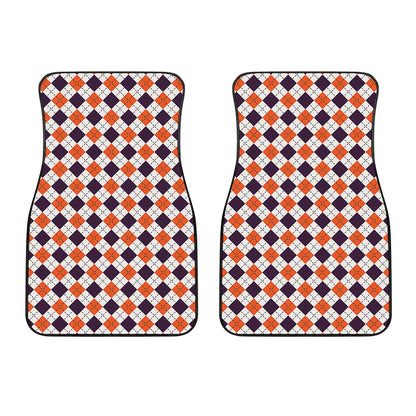 Halloween Checked Pattern Print Front Car Floor Mats