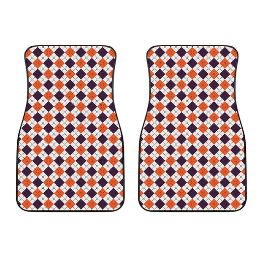 Halloween Checked Pattern Print Front Car Floor Mats