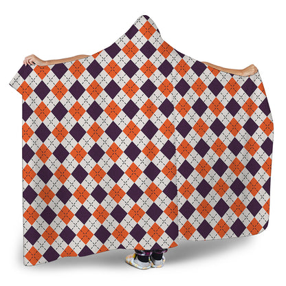 Halloween Checked Pattern Print Hooded Blanket
