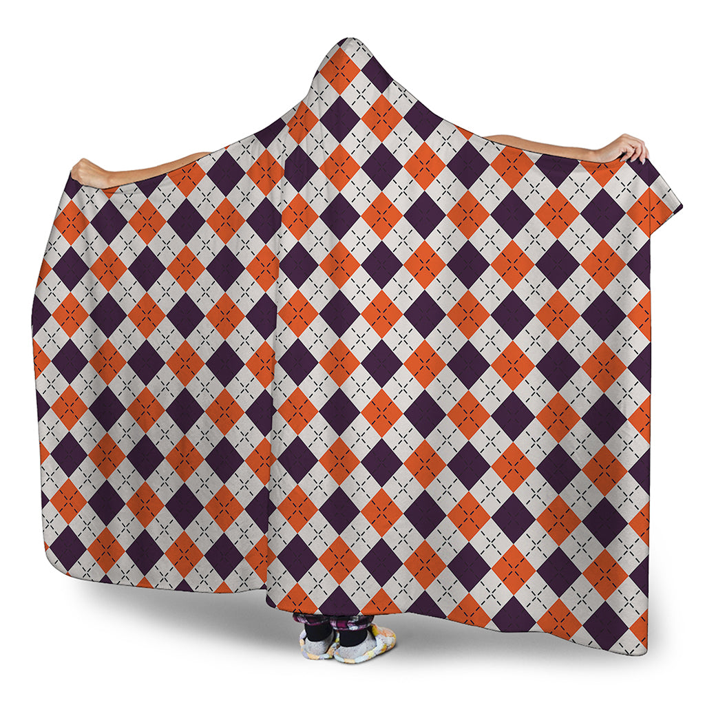 Halloween Checked Pattern Print Hooded Blanket