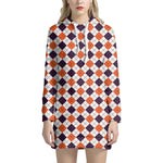 Halloween Checked Pattern Print Hoodie Dress