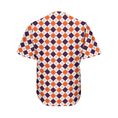 Halloween Checked Pattern Print Men's Baseball Jersey