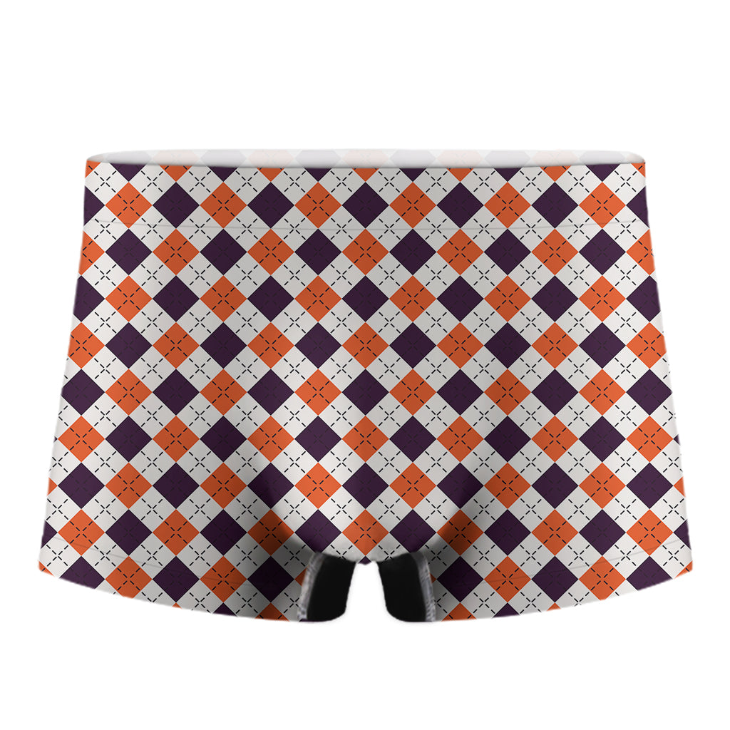 Halloween Checked Pattern Print Men's Boxer Briefs