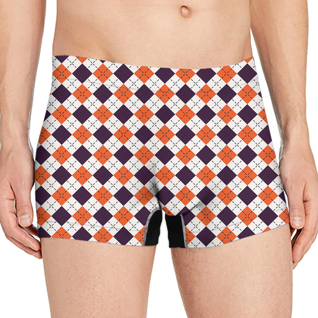 Halloween Checked Pattern Print Men's Boxer Briefs