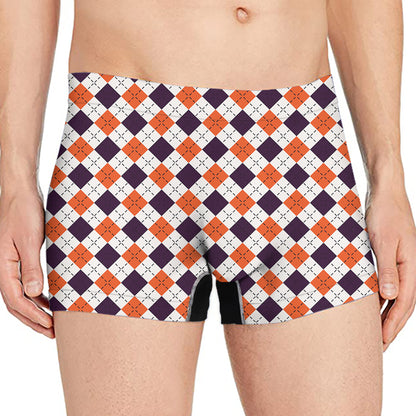 Halloween Checked Pattern Print Men's Boxer Briefs