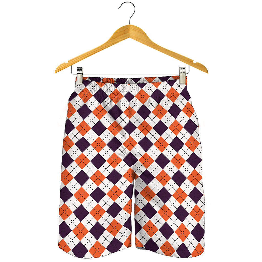 Halloween Checked Pattern Print Men's Shorts