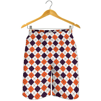 Halloween Checked Pattern Print Men's Shorts