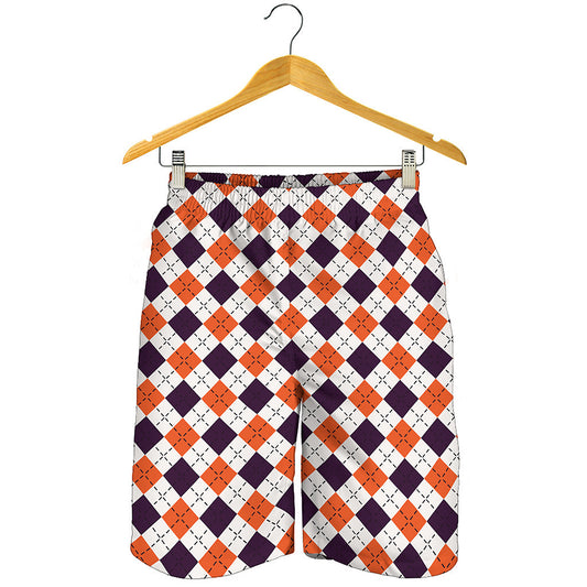 Halloween Checked Pattern Print Men's Shorts