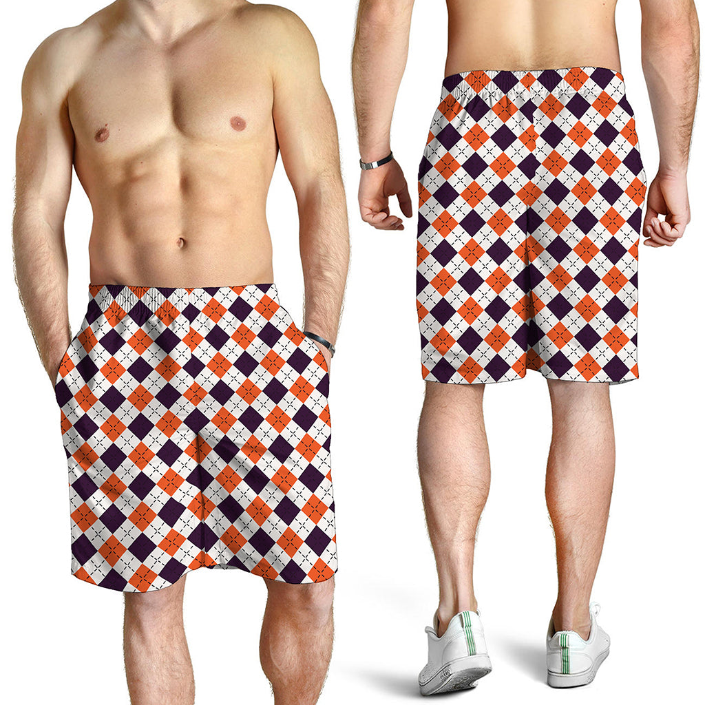 Halloween Checked Pattern Print Men's Shorts