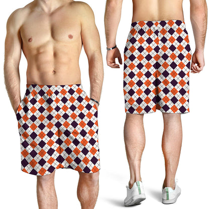 Halloween Checked Pattern Print Men's Shorts