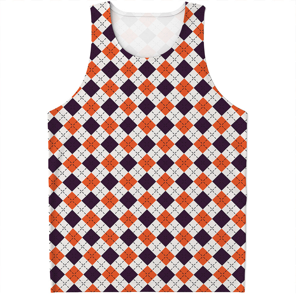 Halloween Checked Pattern Print Men's Tank Top