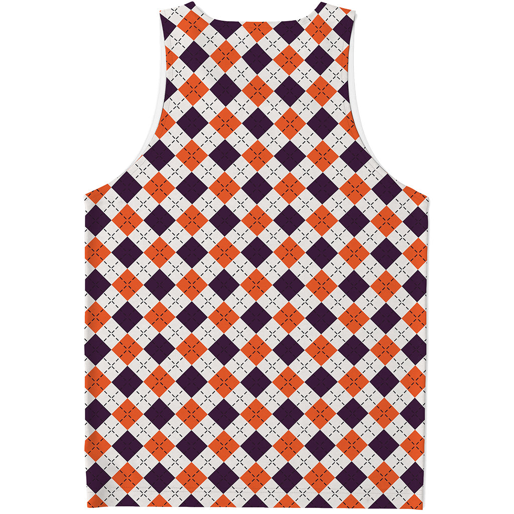 Halloween Checked Pattern Print Men's Tank Top