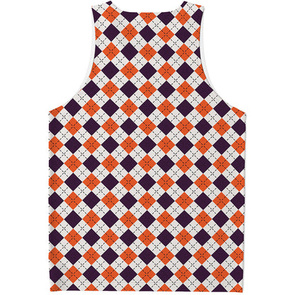 Halloween Checked Pattern Print Men's Tank Top