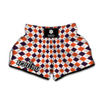 Halloween Checked Pattern Print Muay Thai Boxing Shorts