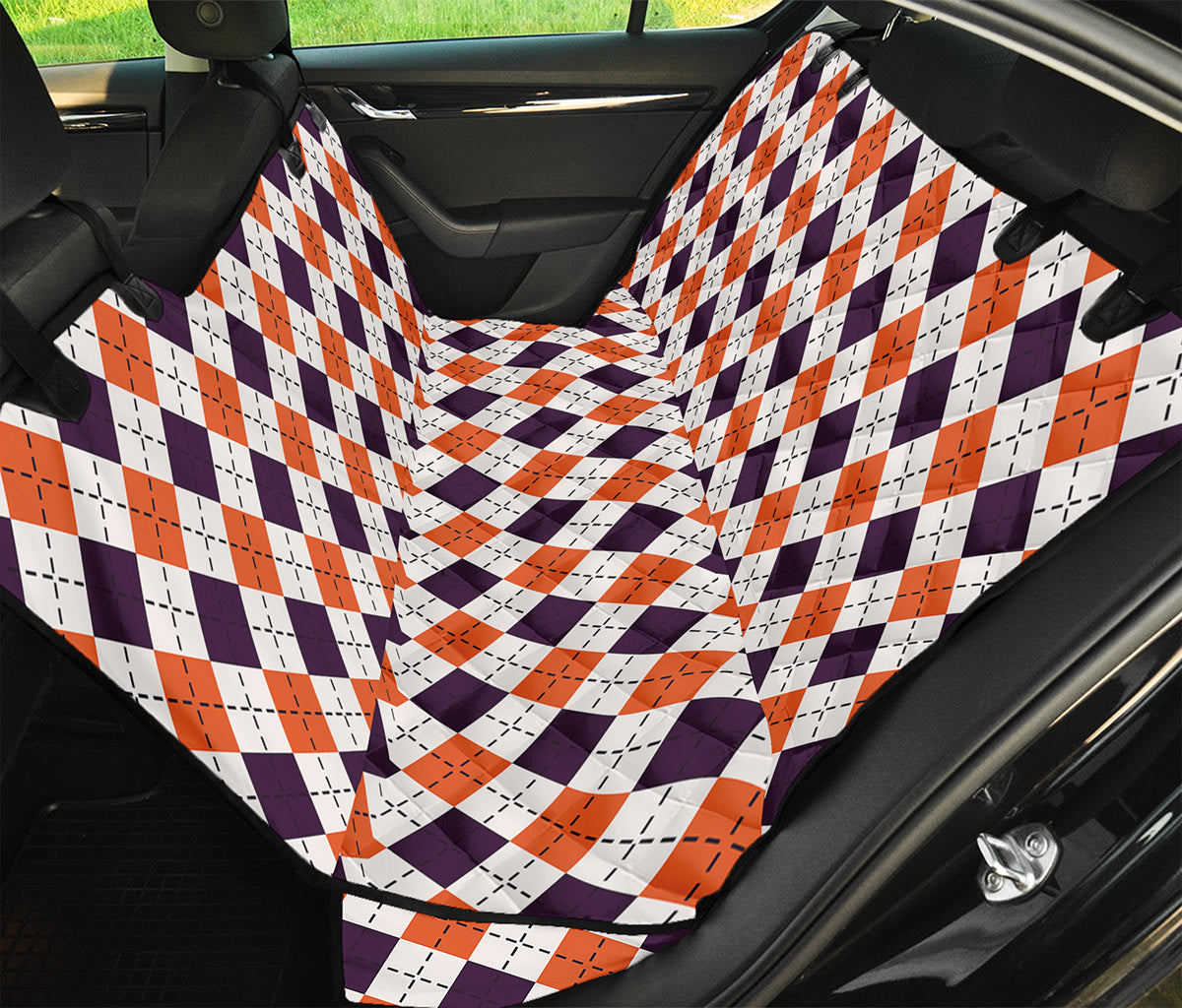 Halloween Checked Pattern Print Pet Car Back Seat Cover
