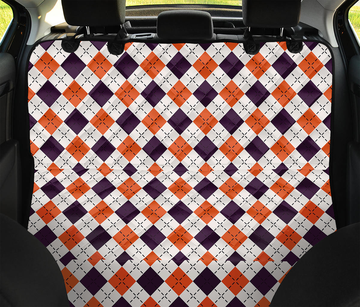 Halloween Checked Pattern Print Pet Car Back Seat Cover