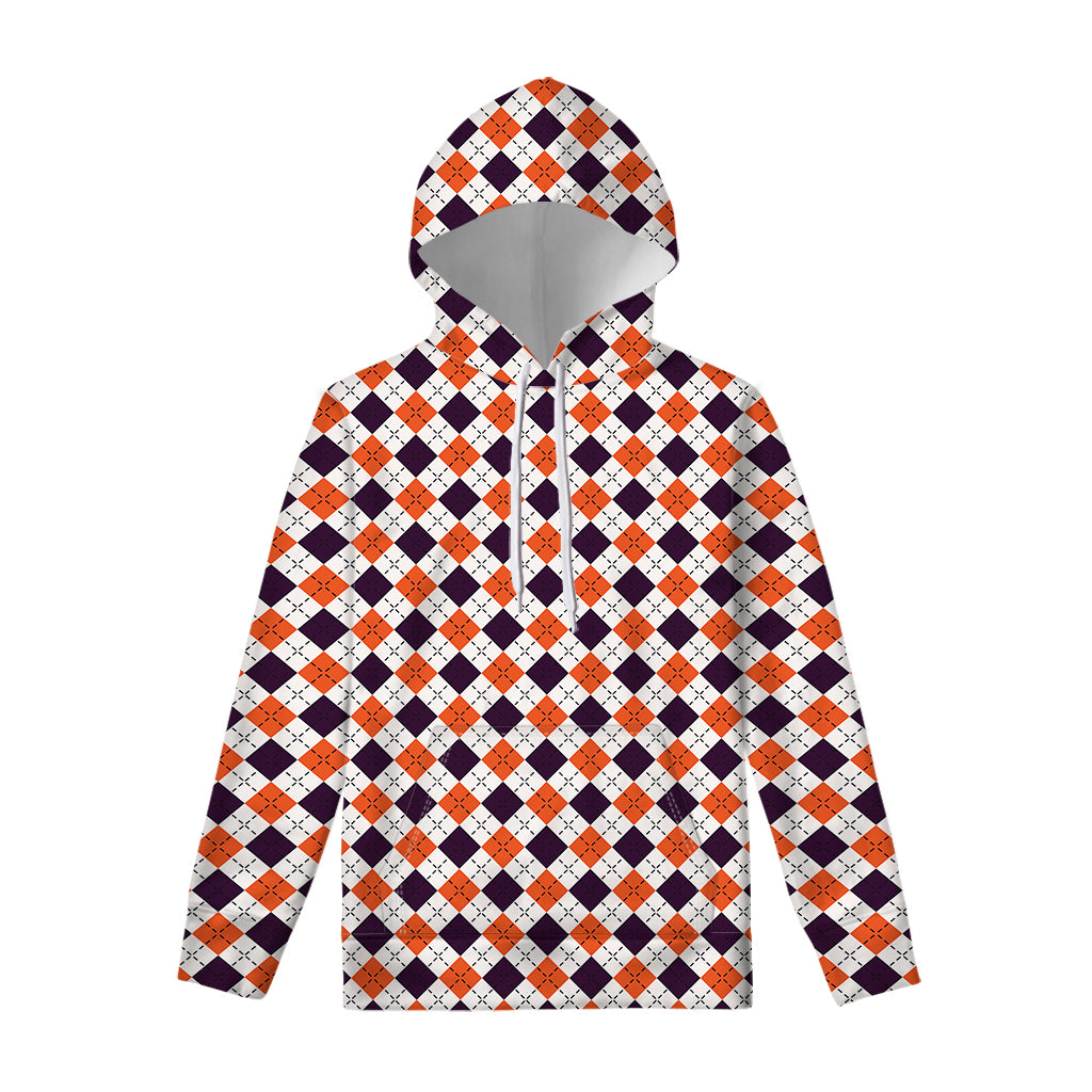 Halloween Checked Pattern Print Pullover Hoodie
