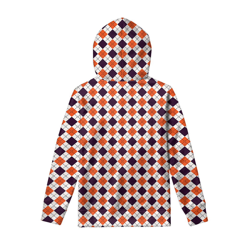 Halloween Checked Pattern Print Pullover Hoodie