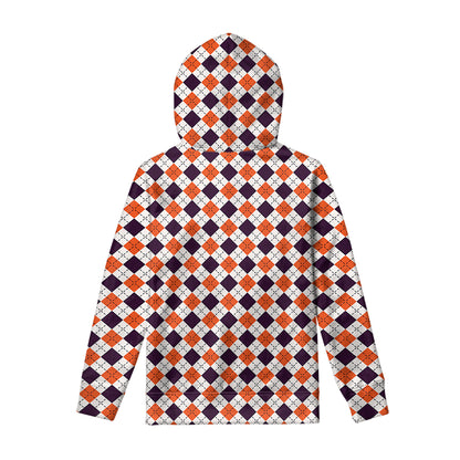 Halloween Checked Pattern Print Pullover Hoodie