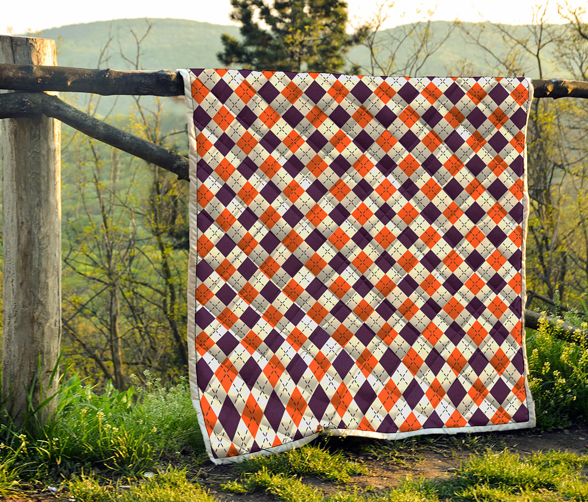Halloween Checked Pattern Print Quilt