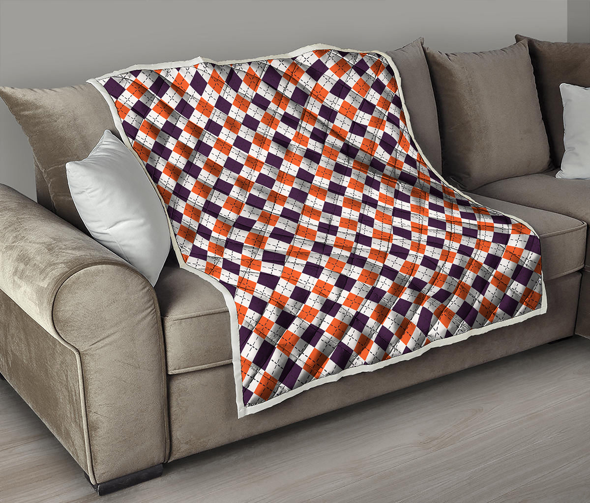 Halloween Checked Pattern Print Quilt