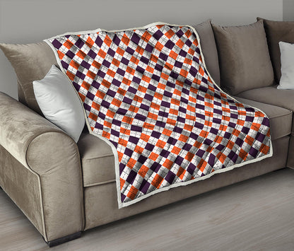 Halloween Checked Pattern Print Quilt