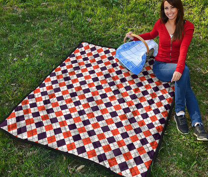 Halloween Checked Pattern Print Quilt