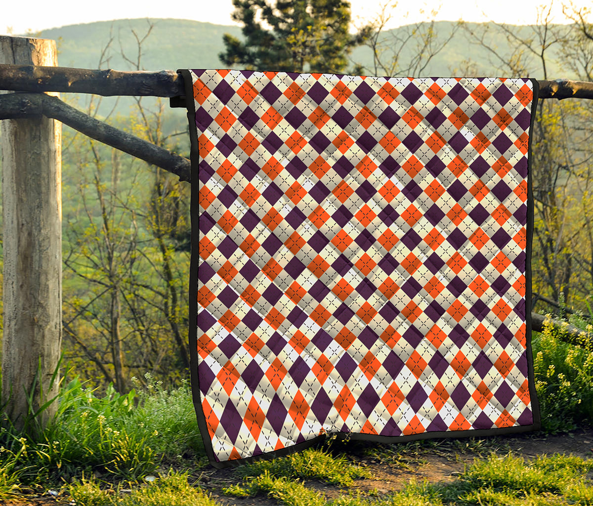 Halloween Checked Pattern Print Quilt