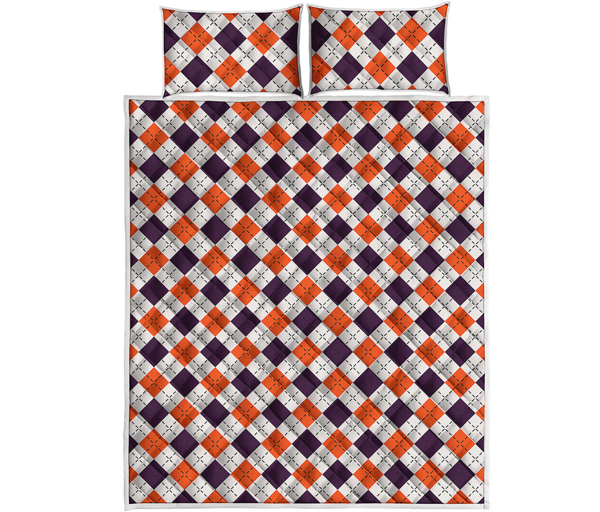 Halloween Checked Pattern Print Quilt Bed Set