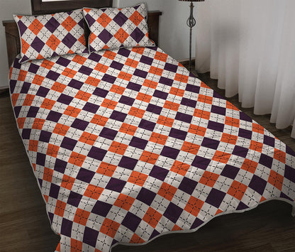 Halloween Checked Pattern Print Quilt Bed Set