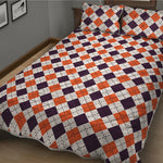 Halloween Checked Pattern Print Quilt Bed Set