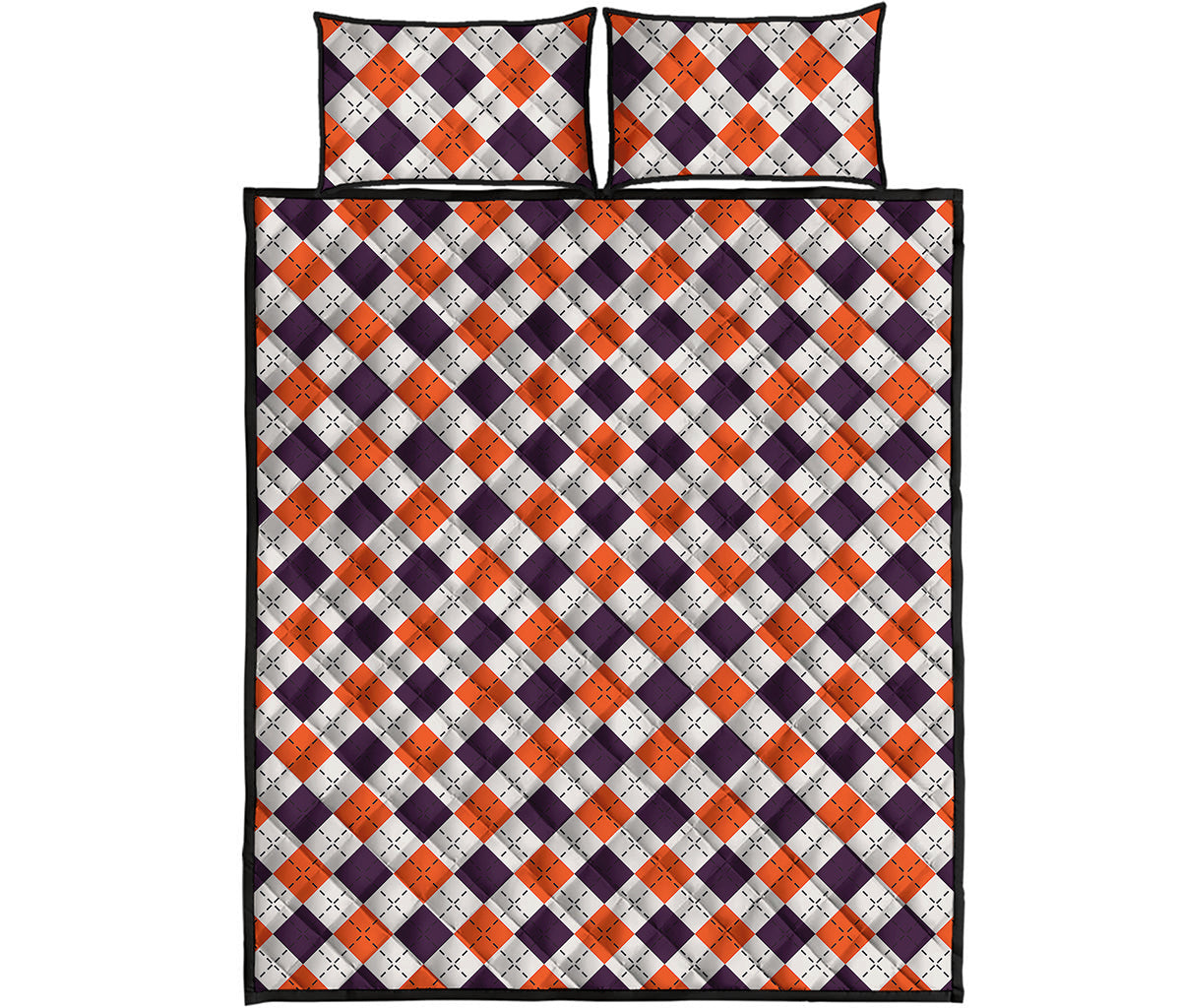 Halloween Checked Pattern Print Quilt Bed Set