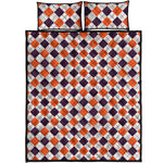 Halloween Checked Pattern Print Quilt Bed Set
