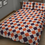 Halloween Checked Pattern Print Quilt Bed Set
