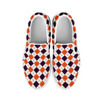 Halloween Checked Pattern Print White Slip On Shoes