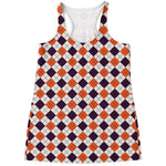 Halloween Checked Pattern Print Women's Racerback Tank Top