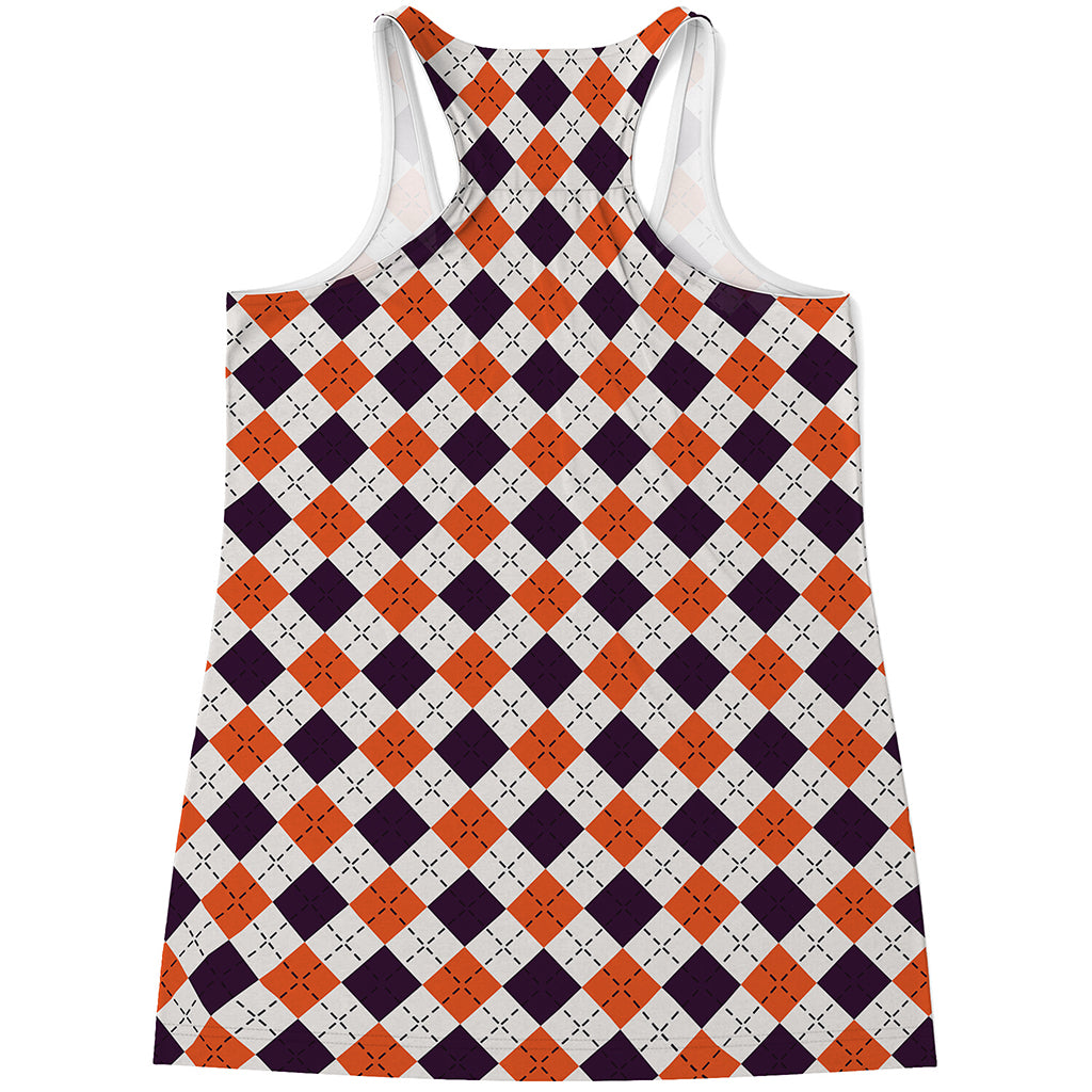 Halloween Checked Pattern Print Women's Racerback Tank Top