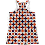 Halloween Checked Pattern Print Women's Racerback Tank Top