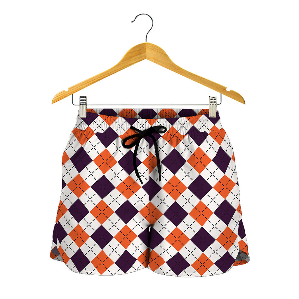 Halloween Checked Pattern Print Women's Shorts