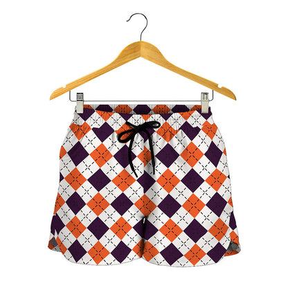 Halloween Checked Pattern Print Women's Shorts