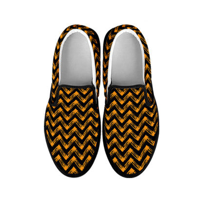 Halloween Chevron Pattern Print Black Slip On Shoes