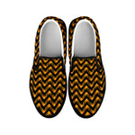 Halloween Chevron Pattern Print Black Slip On Shoes