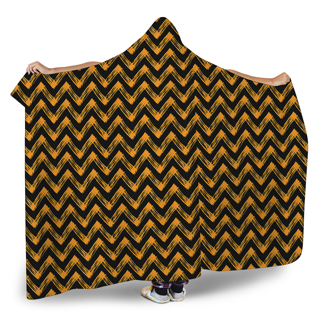 Halloween Chevron Pattern Print Hooded Blanket