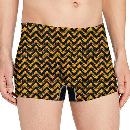Halloween Chevron Pattern Print Men's Boxer Briefs
