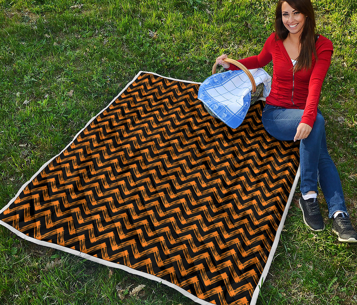 Halloween Chevron Pattern Print Quilt