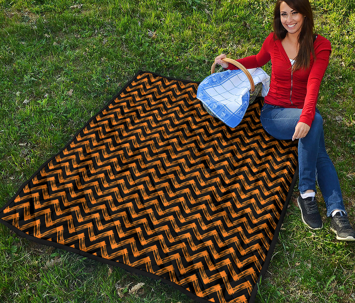 Halloween Chevron Pattern Print Quilt